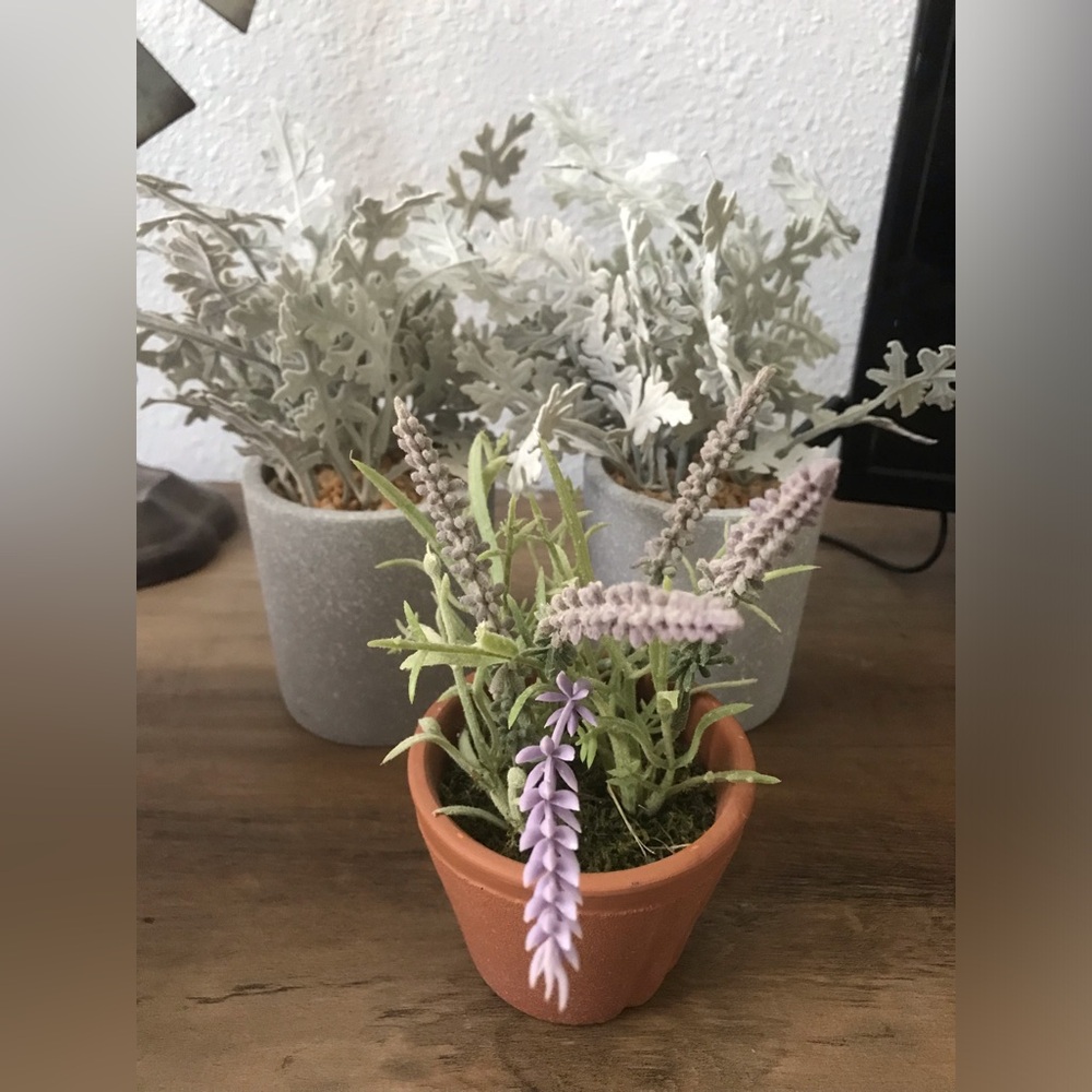 Lavender and Gray Faux Plant Set
